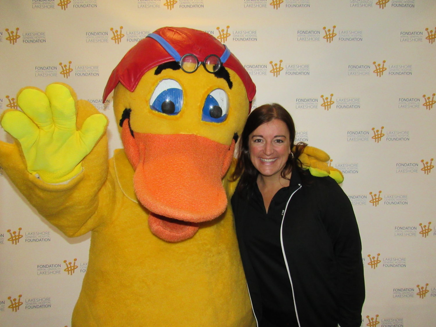 Duck race mascot with Heather